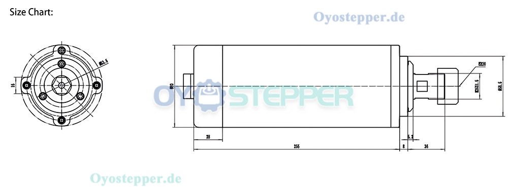 Handi luftgek&uuml;hlte CNC Motorspindel 2,2kW &Oslash;80mm ER20 24000U/min f&uuml;r CNC Holzfr&auml;smaschinen